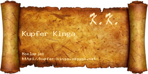 Kupfer Kinga névjegykártya